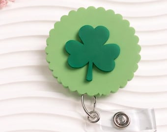 St. Patty's Day Badge Reel - Shamrock ID Holder - Clover Badge Accessory - RN MD Xray