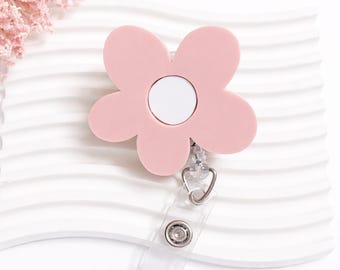 Acrylic Flower Badge Reel | Retractable ID Holder, Nurse Gift