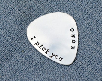 I Pick You Sterling Silver Guitar Pick - Custom Guitar Pick - Engraved Guitar Pick - Gift for Dad - Fathers Day Gift - Personalized Pick