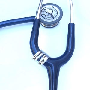 Stethoscope ID Tag, Stethoscope ID Ring,  Stethoscope Charm, Personalized Stethoscope Name Tag, Nurse Graduation Gift
