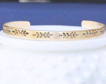 Personalized Brass Cuff Bracelet – Engraved Hidden Message, Stacking Bangle