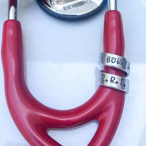 Stethoscope ID Tag, Stethoscope ID Ring, Stethoscope Charm, Personalized Stethoscope Name Tag, Nurse Graduation Gift