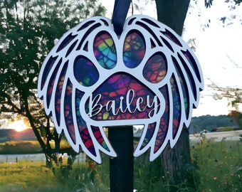 Pet Memorial Sun Catcher - Rainbow Bridge Sun Catcher - Pet Loss Gift - Pet Remembrance Gift - Personalized Pet Memorial Acrylic Sun Catcher