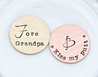 Set of 2 Personalized Golf Ball Marker - Custom Golf Ball Marker - Gift for Men - Hand Stamped Accessory