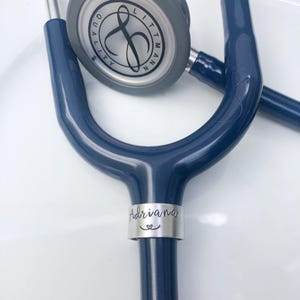 Stethoscope ID Tag, Stethoscope ID Ring, Stethoscope Charm, Personalized Stethoscope Name Tag, Nurse Graduation Gift