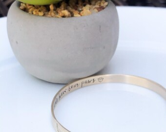 Memorial Bracelet, Pet Loss Cuff - Hand Stamped, Personalized 3/16 Inch, Sterling Silver Copper Brass