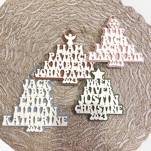Family Christmas Ornament, Christmas Tree Ornament with Family Names, 2023 Christmas Tree Name Ornament, Acrylic Retro Christmas Ornament,