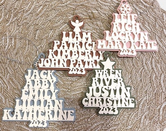 Family Christmas Ornament, Christmas Tree Ornament with Family Names, 2023 Christmas Tree Name Ornament, Acrylic Retro Christmas Ornament,