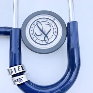 Stethoscope ID Tag, Stethoscope ID Ring, Stethoscope Charm, Personalized Stethoscope Name Tag, Flight Crew, Nurse Graduation Gift