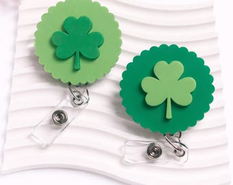 St. Paddy's Day Badge Reel - Shamrock ID Holder - Clover Badge Accessory - RN MD Xray