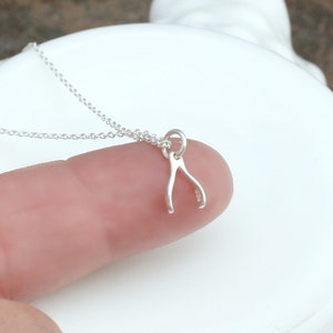 Teeny Tiny Sterling Silver Wishbone Necklace - Wishbone Charm - Lucky Wish Necklace - Dainty Everyday Jewelry - Layering Necklace