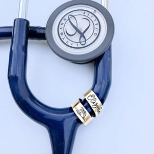 Stethoscope ID Tag, Stethoscope ID Ring, Stethoscope Charm, Personalized Stethoscope Name Tag, Nurse Graduation Gift
