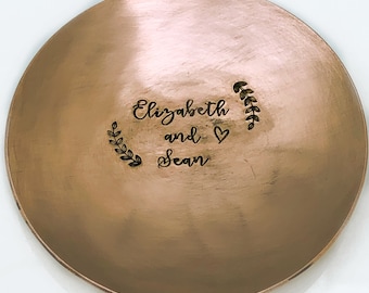 Personalized Copper Ring Dish - 7th Seventh Anniversary Gift - Copper Anniversary - Engagement Gift - Small Ring Dish Names - Trinket Dish