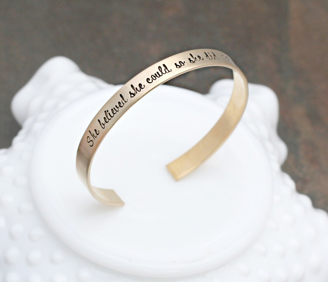 She Believed She Could so She Did Gold Bracelet Inspirational Saying ...