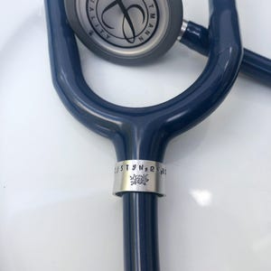 Stethoscope ID Tag, Stethoscope ID Ring, Stethoscope Charm, Personalized Stethoscope Name Tag, Nurse Graduation Gift