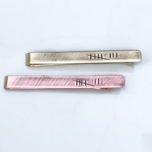 7th 8th Anniversary Gift for Him - Seventh Eighth Anniversary Gift for Husband - Tally Mark Tie Bar - Personalized Tie Bar - Rustic Tie Bar