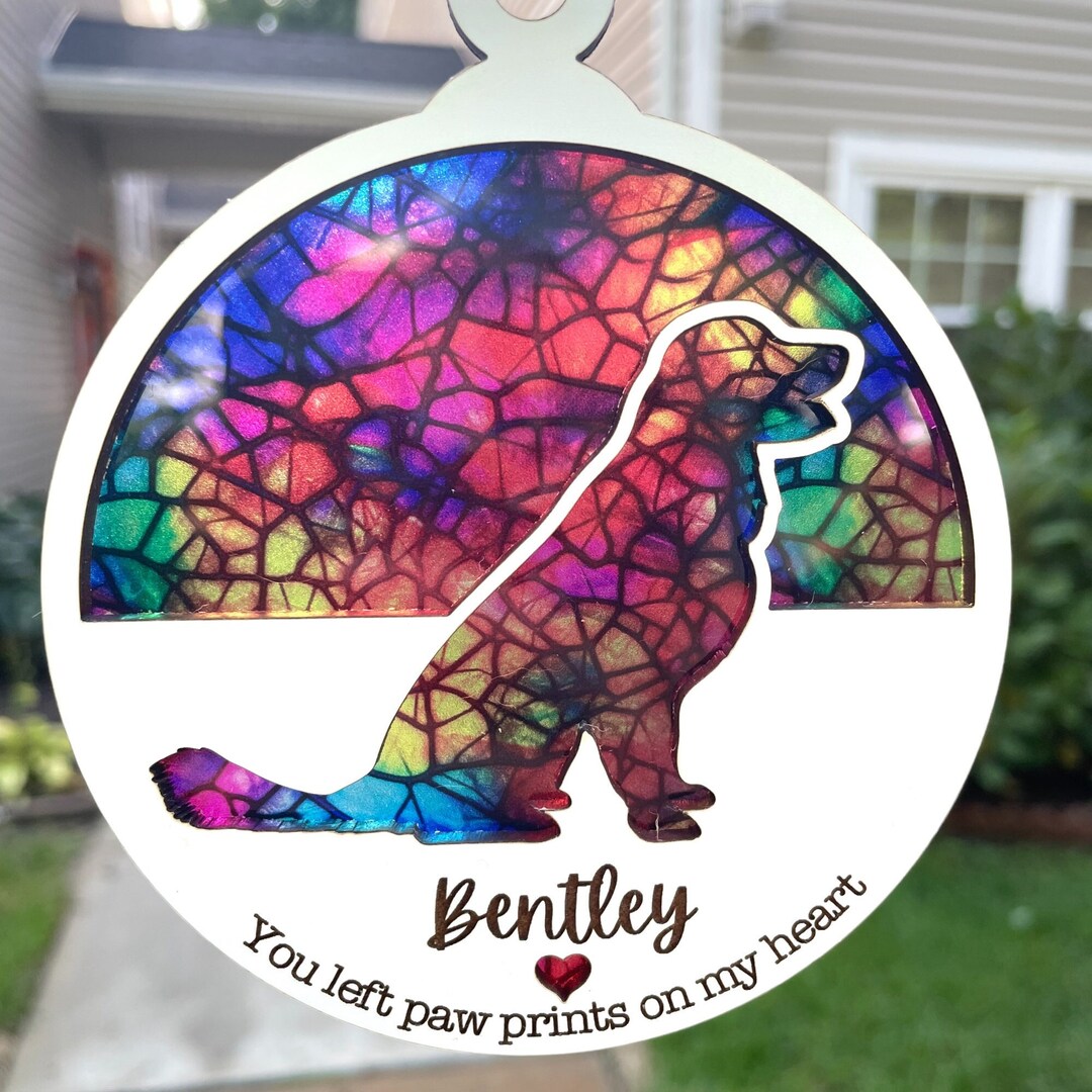 Personalized Rainbow Bridge Pet Memorial Suncatcher - Dog Cat Loss Gift ...