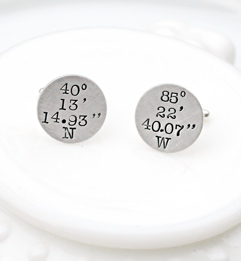 Father of the Bride or Groom Personalized Cufflinks Hand Stamped Silver Shirt Fasteners Wedding Day Gift for Dad Custom Cuff Links