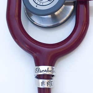 Stethoscope ID Tag, Stethoscope ID Ring, Stethoscope Charm, Personalized Stethoscope Name Tag, Nurse Graduation Gift