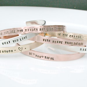 Nevertheless She Persisted Bracelet Nasty Woman Bracelet Thin Stacking Cuff Resistance Political Statement Jewelry Feminism image 5