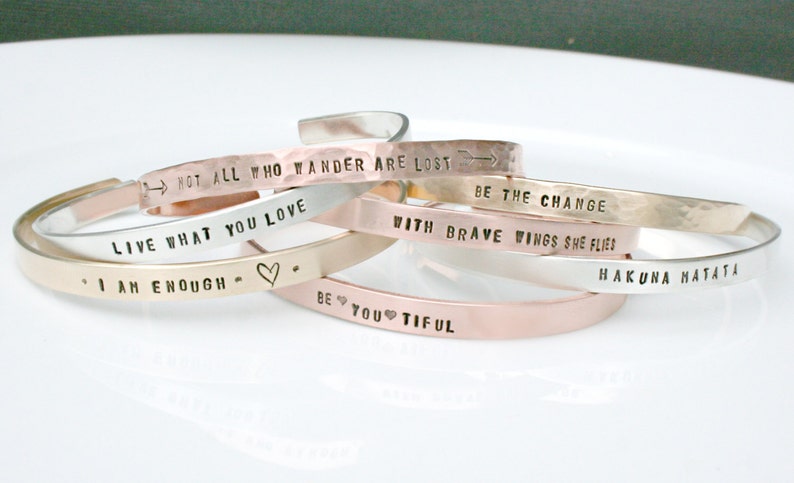 Nevertheless She Persisted Bracelet Nasty Woman Bracelet Thin Stacking Cuff Resistance Political Statement Jewelry Feminism image 5