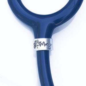 Stethoscope ID Tag, Stethoscope ID Ring, Stethoscope Charm, Personalized Stethoscope Name Tag, Nurse Graduation Gift