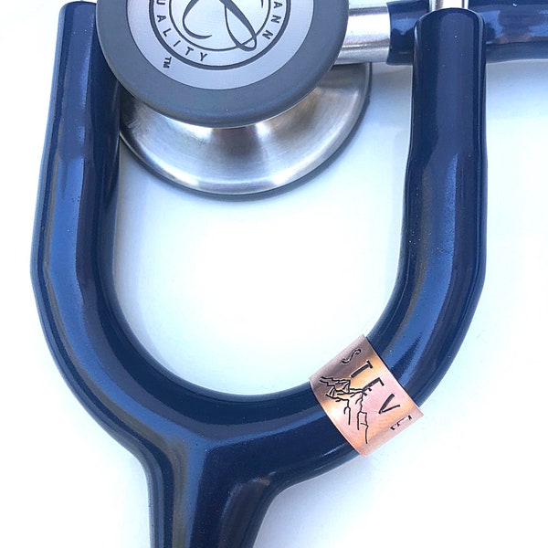 Stethoscope ID Tag, Stethoscope ID Ring, Stethoscope Charm, Personalized Stethoscope Name Tag, Nurse Graduation Gift