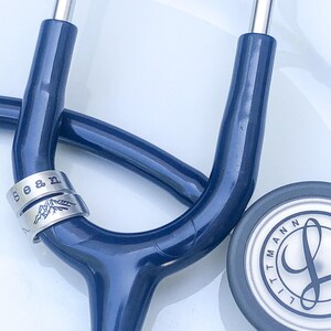 Stethoscope ID Tag, Stethoscope ID Ring, Stethoscope Charm, Personalized Stethoscope Name Tag, Nurse Graduation Gift