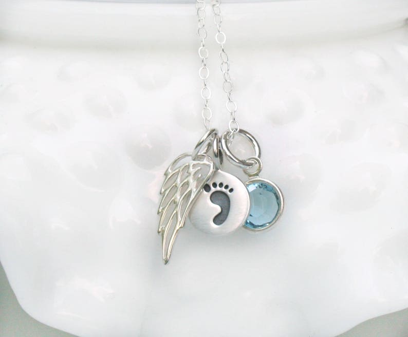 Angel Wing Necklace Memorial Jewelry Angel Wing Jewelry Memorial Gift Angel Wing Gift Sympathy Jewelry Child Loss image 1