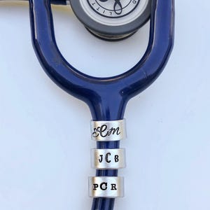 Monogrammed Stethoscope ID Tag, Stethoscope ID Ring, Stethoscope Charm, Personalized Stethoscope Name Tag, Nurse Graduation Gift