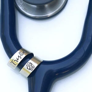 Stethoscope ID Tag, Stethoscope ID Ring, Stethoscope Charm, Personalized Stethoscope Name Tag, Nurse Graduation Gift