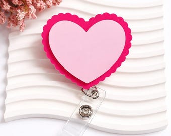 Heart Acrylic Badge Reel – Valentine’s Day ID Holder