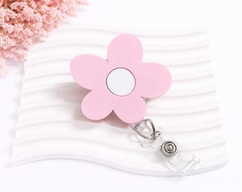 Acrylic Flower Badge Reel | Retractable ID Holder, Nurse Gift