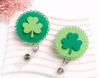 St. Paddy's Day Badge Reel - Shamrock ID Holder - Clover Badge Accessory - RN MD Xray