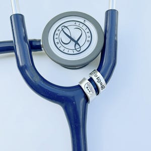 Stethoscope ID Tag - Stethoscope Charm - Personalized Stethoscope Name Tag - Stethoscope ID Ring - Nurse Gift - Healthcare Worker Gift -