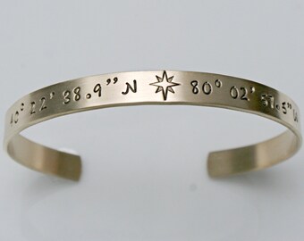 Personalized Gold Coordinate Bracelet – Latitude Longitude Jewelry