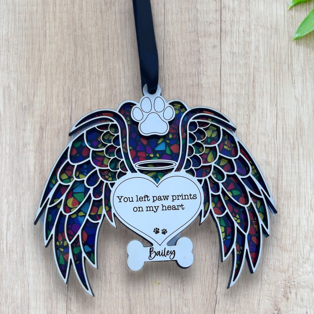 Personalized Pet Memorial Suncatcher – Rainbow Bridge Dog Cat Loss Gift ...