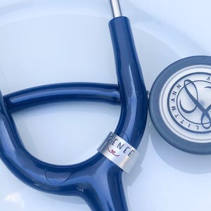 Stethoscope ID Tag, Stethoscope ID Ring, Stethoscope Charm, Personalized Stethoscope Name Tag, Nurse Graduation Gift