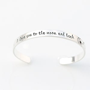 To the Moon and Back Jewelry - Sterling Silver Cuff Bracelet - Bangle Bracelet - Stacking Bracelet