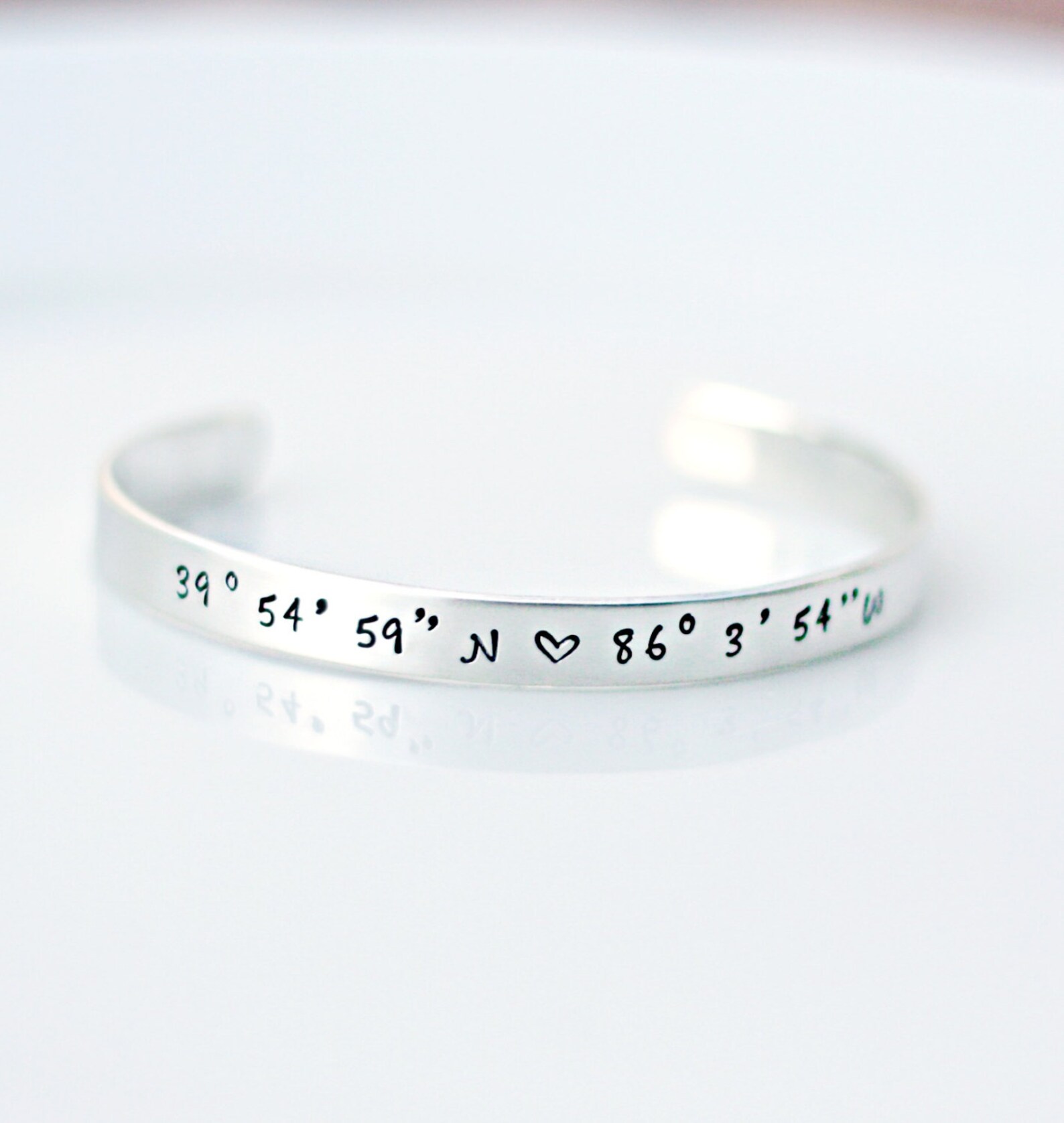 Coordinate Bracelet Location Jewelry Silver Bracelet Etsy