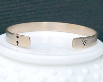Gold Semicolon Cuff Bracelet – Brushed Finish