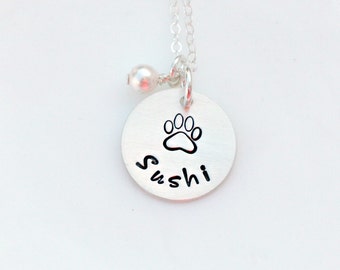 Hand Stamped Jewelry - Personalized Necklace - Pet Lover Necklace - Cat Lover Necklace - Dog Lover Necklace