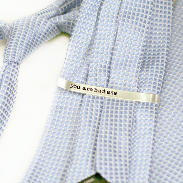 Hidden Message Tie Bar - Hand Stamped Tie Bar - Custom Tie Clip - Personalized Tie Bar - Secret Message - Tie Tack