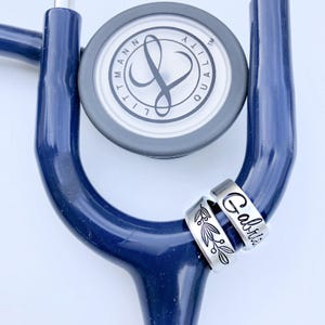 Stethoscope ID Tag, Stethoscope ID Ring, Stethoscope Charm, Personalized Stethoscope Name Tag, Nurse Graduation Gift