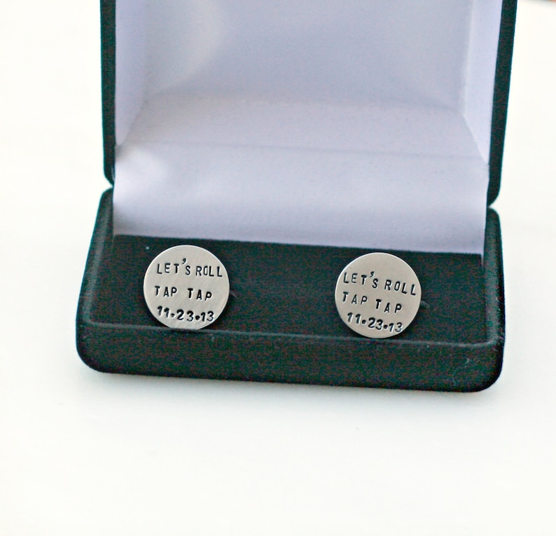 Father of the Bride or Groom Personalized Cufflinks Hand Stamped Silver Shirt Fasteners Wedding Day Gift for Dad Custom Cuff Links