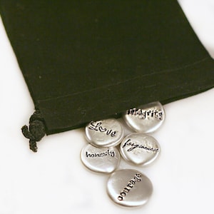 Set of 5 Personalized Pocket Stones Inspirational Pocket Token Affirmation Pocket Pebble Custom Memorial Pocket Stone Love Token image 1