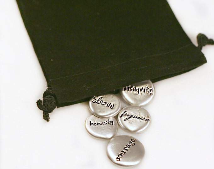 Personalized Pocket Stones- Pewter Message Stones - Affirmation Tokens - Pocket Pebbles - Pocket Tokens - Memorial Tokens - Love Tokens