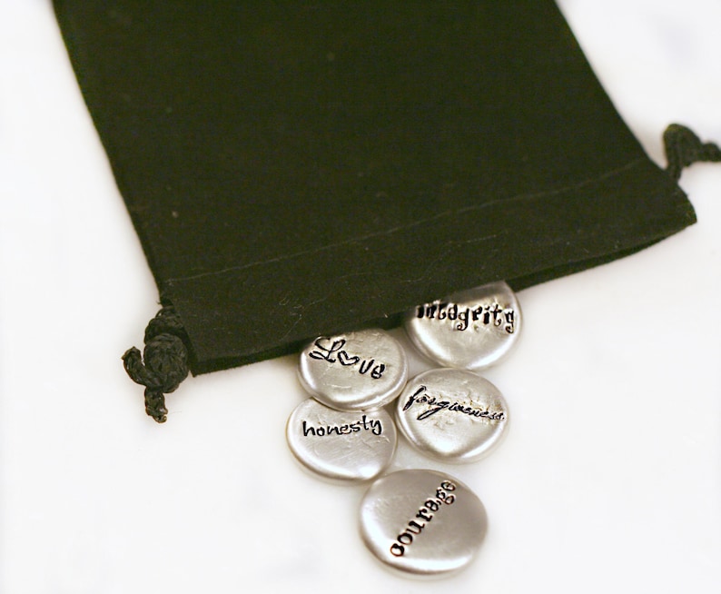 Set of 5 Personalized Pocket Stones Inspirational Pocket Token Affirmation Pocket Pebble Custom Memorial Pocket Stone Love Token image 1