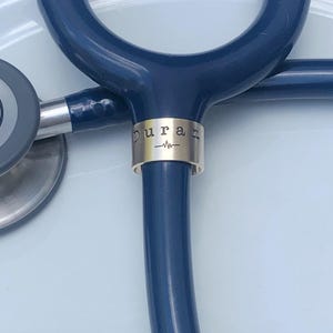 Stethoscope ID Tag, Stethoscope ID Ring, Stethoscope Charm, Personalized Stethoscope Name Tag, Nurse Graduation Gift