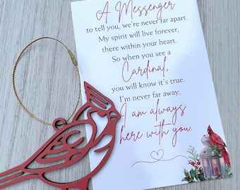 Cardinal Christmas Tree Ornament - Heavenly Messenger Ornament - Deceased Loved One Remembrance - Cardinal Memorial Ornament